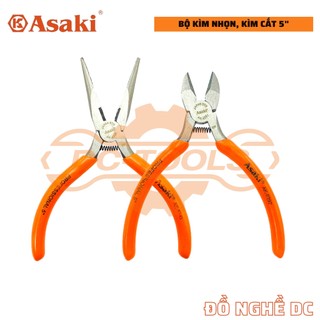 Bộ kìm nhọn - kìm cắt mini 5 inch ak-8290 ak-8292 ak-8293 asaki nhật bản 5"125mm, kìm cắt lò xo thép cr-v độ cứng cao