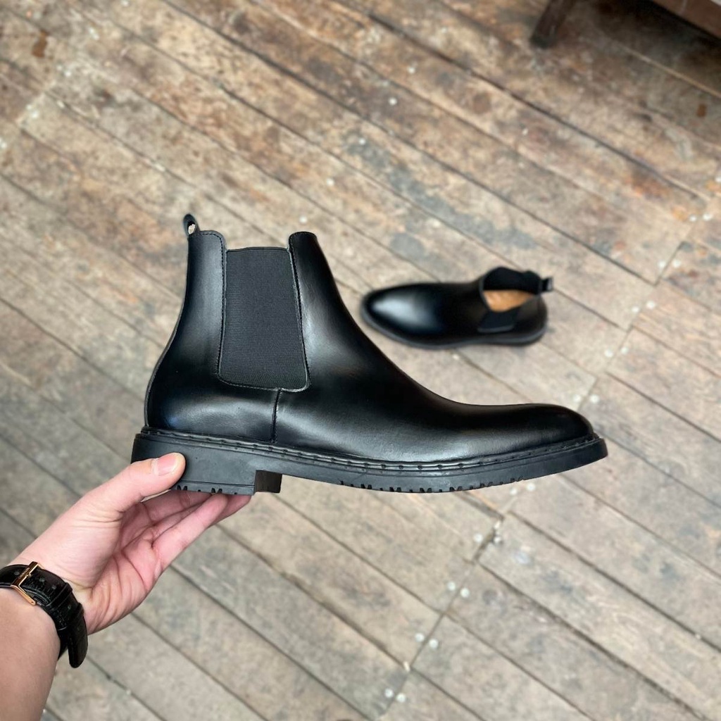 Giày Chelsea Boots Classic Nam Công Sở Lucas Shoes, Boots Cao Cổ Da Bò Thật Mũi Tròn Đế Cao Su Đúc Có Khâu Đế - BH 1 năm