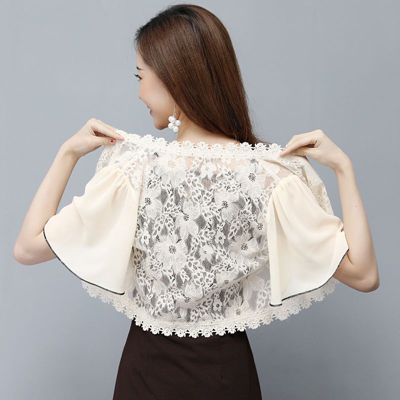 Áo Khoác Cardigan Chiffon Mỏng Phối Ren Dáng Ngắn Thời Trang Mùa Hè 2023 Cho Nữ#0224