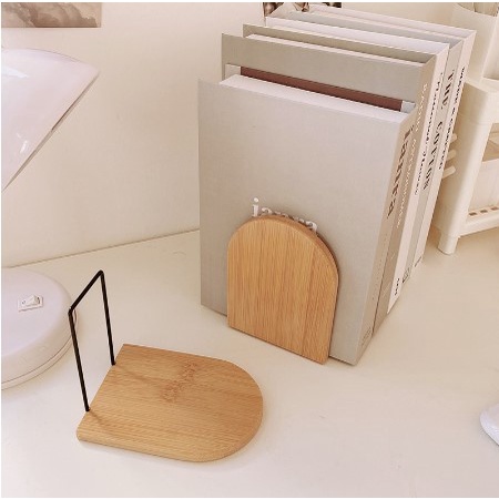 2 chiếc Giá treo sách bằng gỗ Hình dạng đơn giản Nút chặn cạnh tròn cho văn phòng học