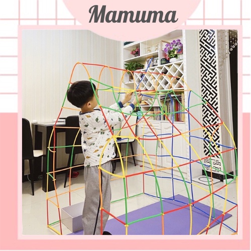 Đồ chơi lắp ghép hình que size lớn đại nối ống không gian 3 chiều thông minh sáng tạo phát triển trí tuệ cho bé