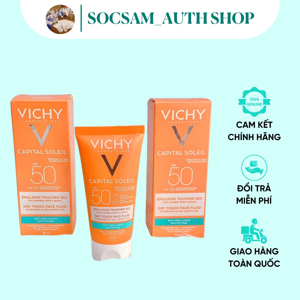 Kem chống nắng ⚡ CHÁY HÀNG ⚡ Kem chống nắng Vichy Ideal Soleil SPF50+ Dry Touch 50ml
