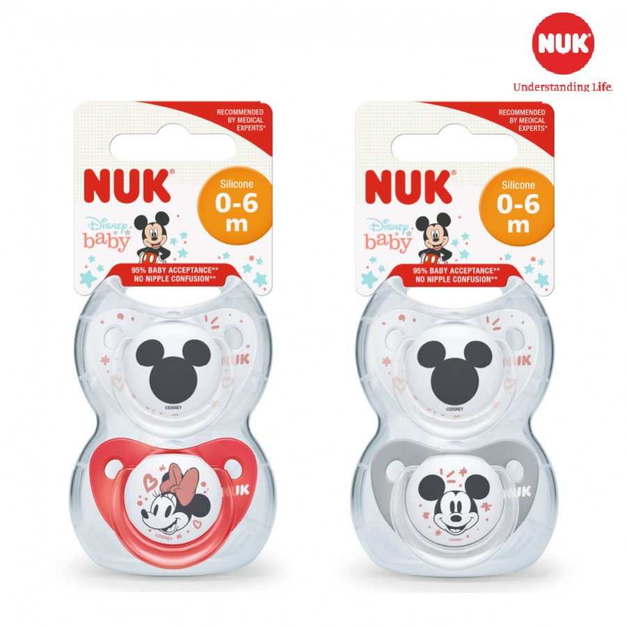 Bộ 2 ti giả NUK Silicone Mickey/ Disney Plus (dành cho bé 0-6 tháng)
