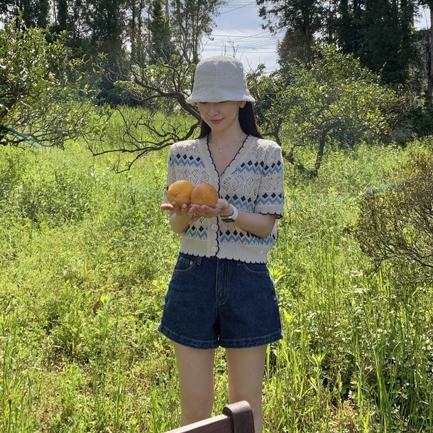 Áo cardigan LANJIEXI dệt kim tay ngắn cổ chữ V màu tương phản thời trang