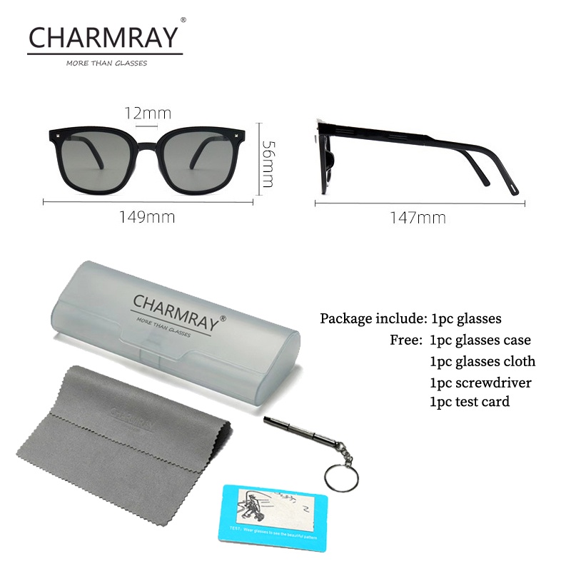 Kính mát CHARMRAY phân cực gọng TR90 gấp gọn lại được thời trang dành cho nữ