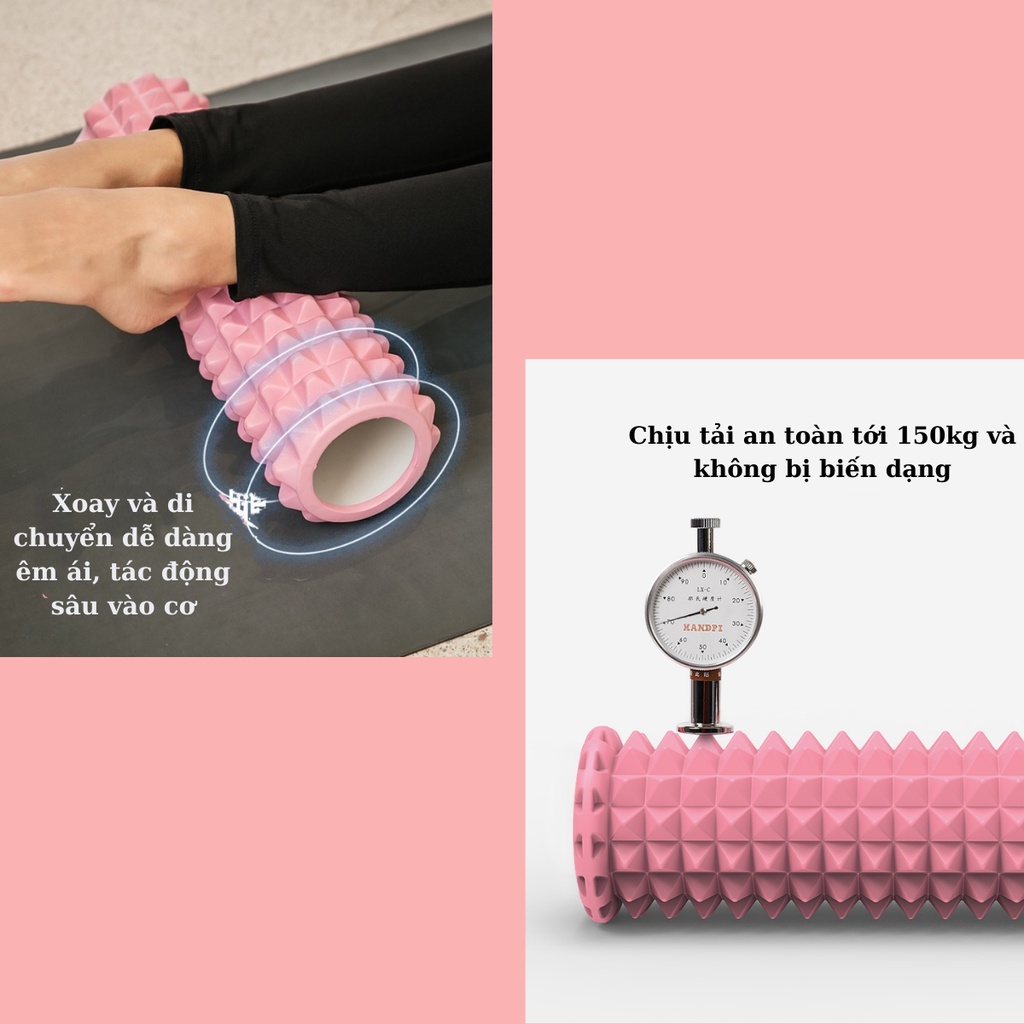 Con lăn Yoga Massage Foarm Roller MẪU CẢI TIẾN baoyen1010, ống trụ lăn xốp thể thao giãn cơ có gai roam rollet