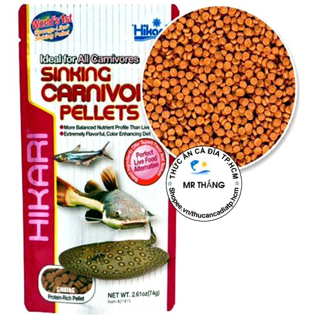 Hikari Sinking Carnivore Pellets : Thức ăn hạt giàu độ đạm cho tất cả các dòng cá tầng đáy.