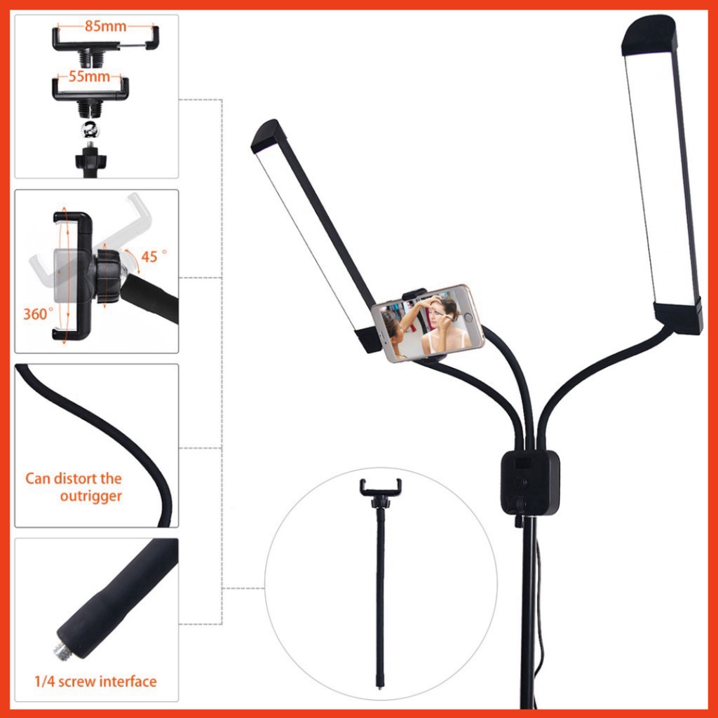 Đèn livestream 2 Râu.Đèn 2 râu hỗ trợ phun xăm, spa, thẩm mỹ