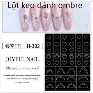 Sticker dán móng nail trái tim ombre trắng