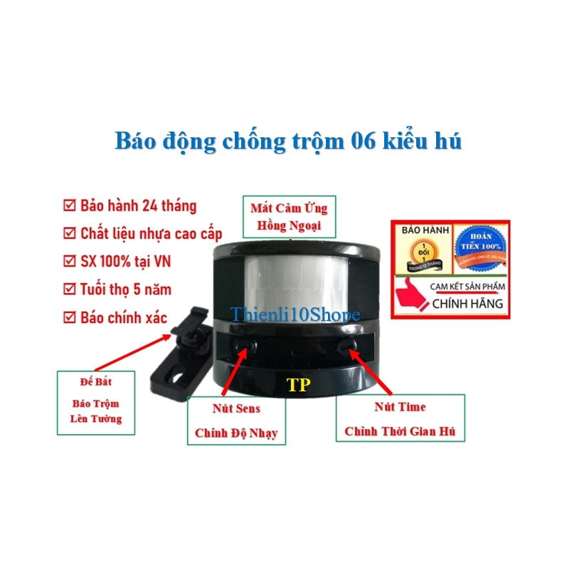 Báo trộm hồng ngoại độc lập, chống trộm hồng ngoại 6 tiếng TP06