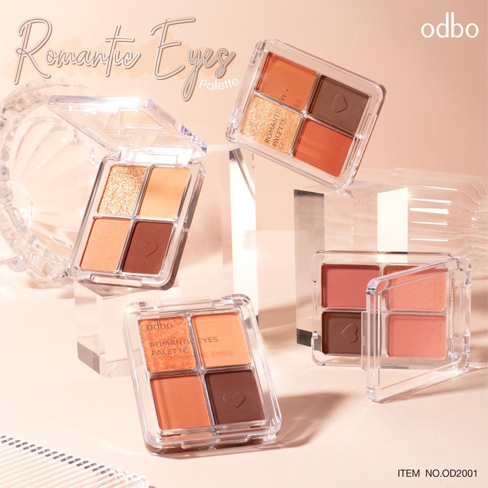 No.02 Tone Đào - Phấn Mắt 4 Ô Odbo Romantic Eyes Pallete - Odbo Romantic Eyes Pallete