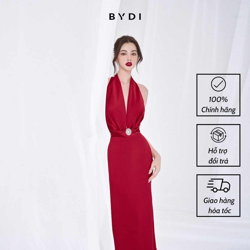 Váy Nữ Xẻ Ngực Đính Charm Sang Trọng BYDI Design, Đầm Thiết Kế Khoét Lưng Tôn Dáng BYDI Fashion | CRUELLA DRESS LM037