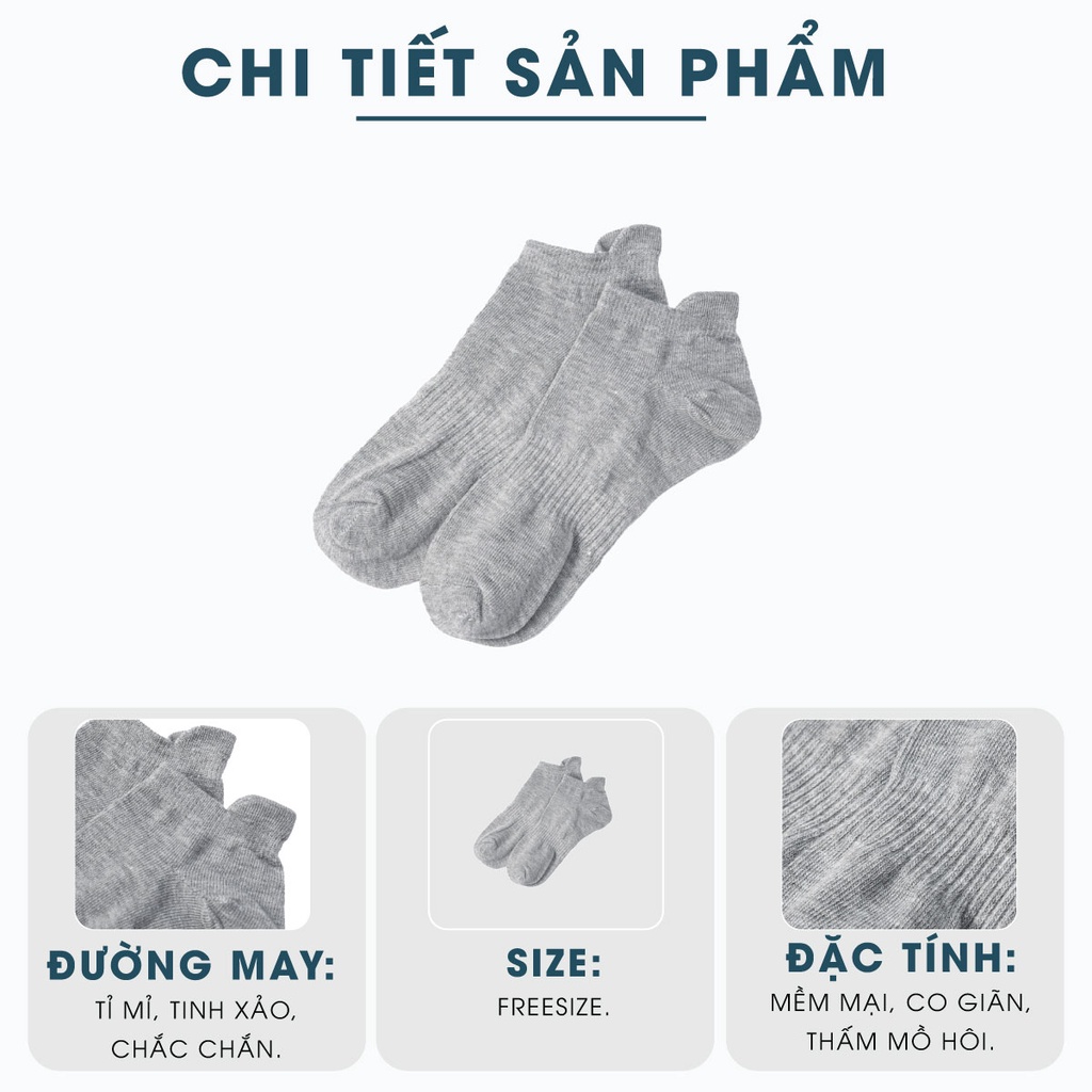 Vớ cổ ngắn MATANO VN038 trơn vải cotton thấm hút mồ hôi, nhiều màu đẹp, co giãn, thoáng khí