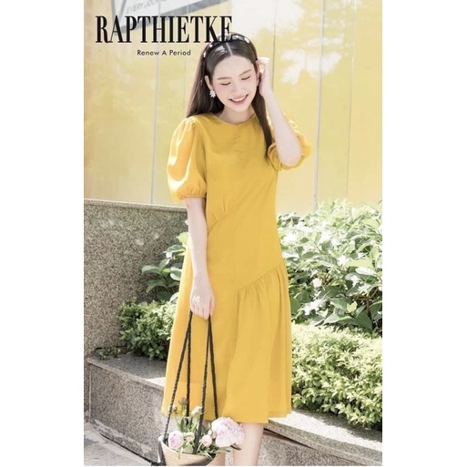 Rập giấy thiết kế, rập giấy đầm váy nưc tay phồng tùng xếp ly xoè lệch, Tập giấy A0 cắt sẵn