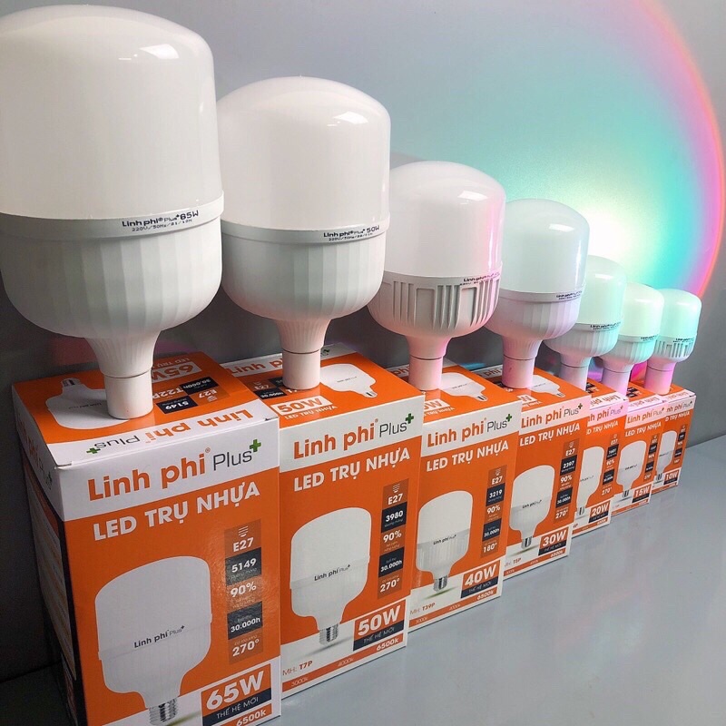 Bóng đèn LED 40W 50W 65W siêu sáng tiết kiệm điện chống nước, LED BULB trụ chính hãng LINH PHI