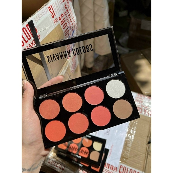 Bảng Phấn Má Hồng 8 ô Tông Cam Hồng, Tạo Khối và Bắt Sáng Sivanna Ultra Brush Palette HF319