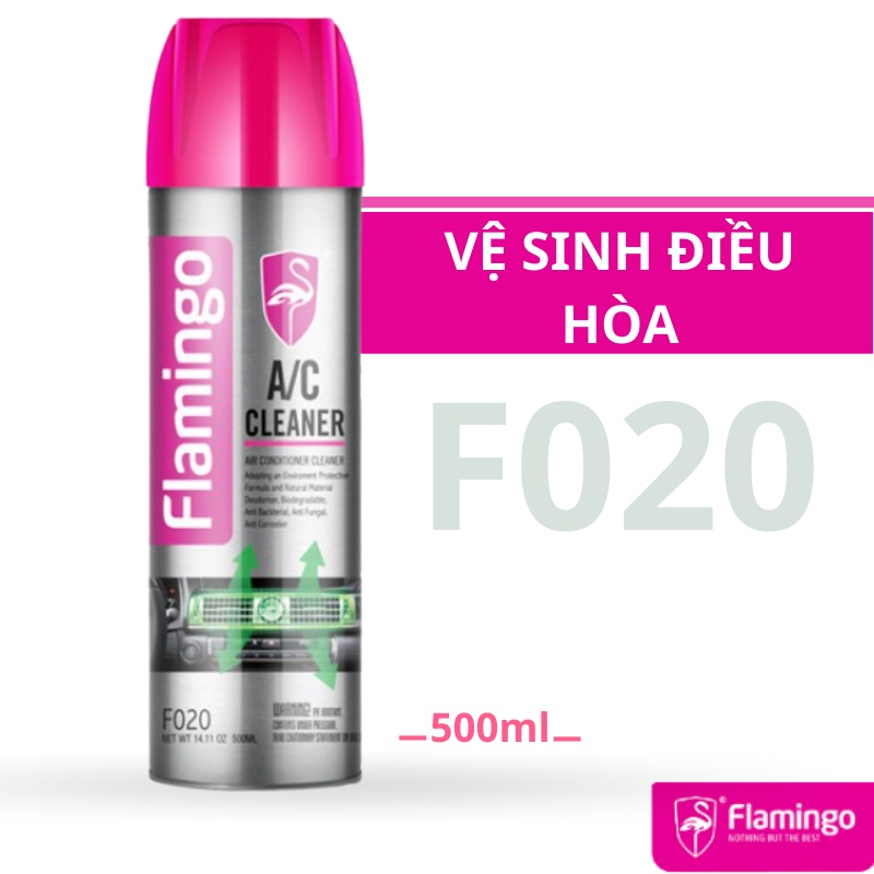 Xịt vệ sinh máy lạnh ô tô, điều hòa gia đình dạng bọt Flamingo F020 giúp khử mùi, đánh bay bụi bẩn bám dính