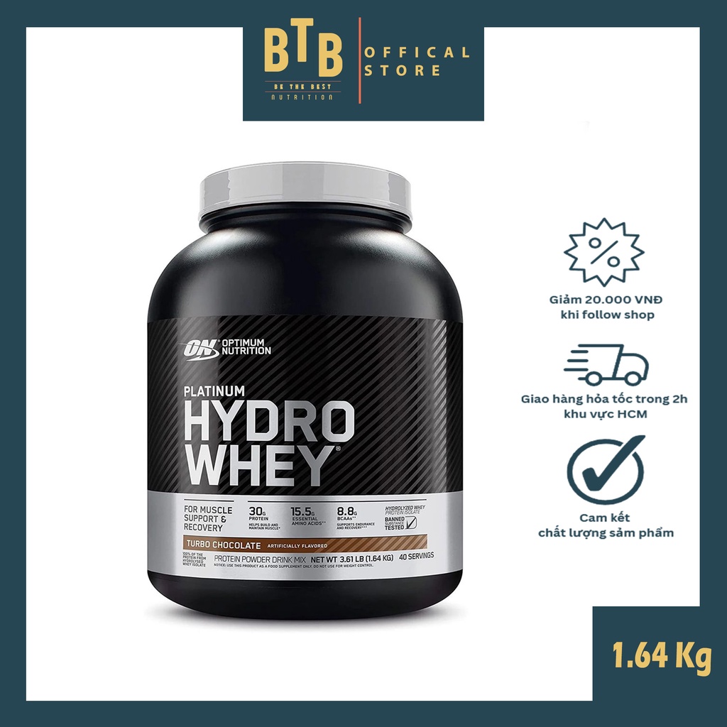 Bột đạm dinh dưỡng thể thao thể hình PLATINUM HYDRO WHEY 1.64KG hỗ trợ tăng cơ từ thương hiệu OPTIMUM NUTRITION