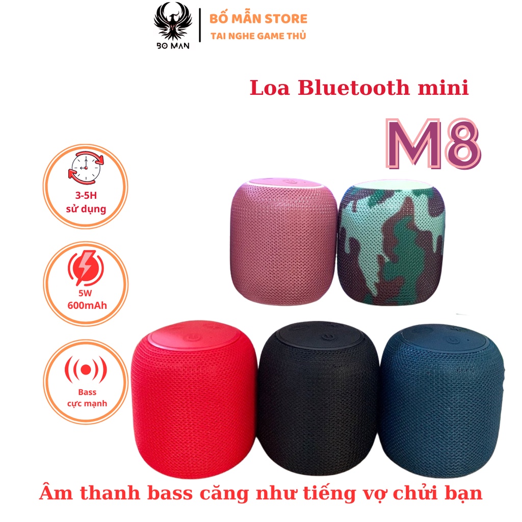 Loa Bluetooth Mini M8 BOMAN Bass Cực Mạnh, Loa Bluetooth Di Động Âm Thanh Sống Động Pin Siêu Trâu Hỗ Trợ Thẻ Nhớ