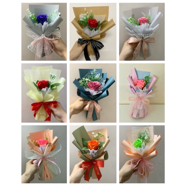 Bó hoa sáp, bó 1 bông hồng sáp, nhũ đẹp giá rẻ - Quà tặng sinh nhật, lễ, 8/3 ý nghĩa