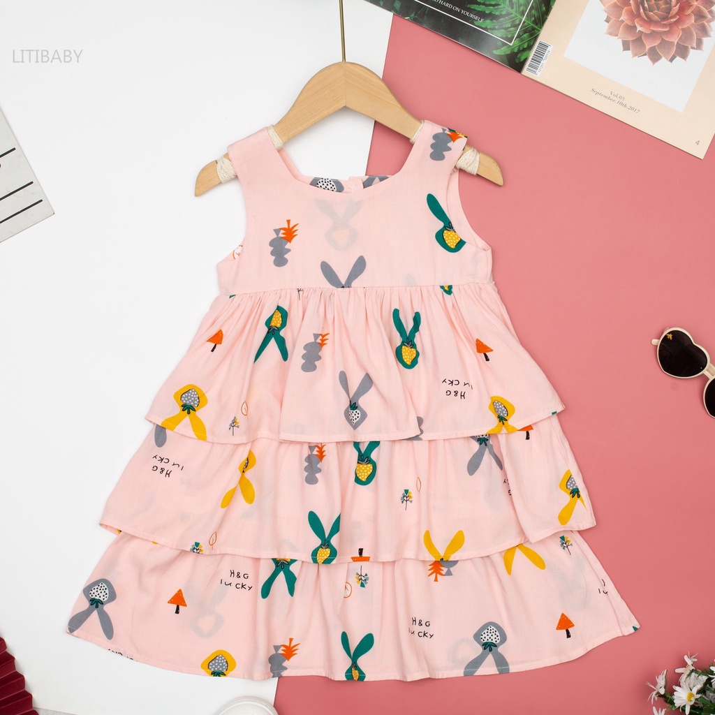 Váy lanh cực xinh cho bé gái . Full size 2T-12T . Thương hiệu Litibaby