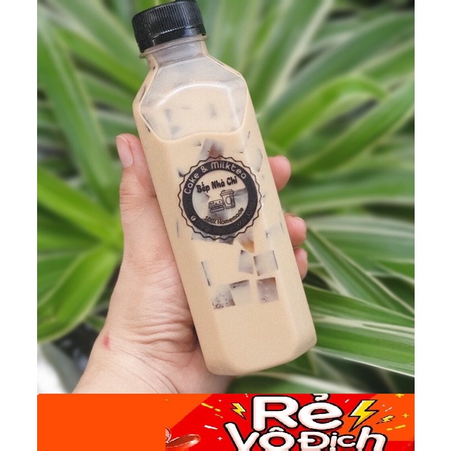 Sỉ Chai Nhựa Vuông / Tròn 330ml Đựng Trà Sữa , Nước Ép, Nước Sâm Kèm Nắp ( đen hoặc trắng )