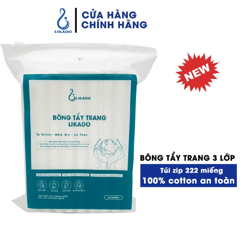 Bông tẩy trang 222 miếng Likado chất liệu Cotton (BTT - 222 miếng)