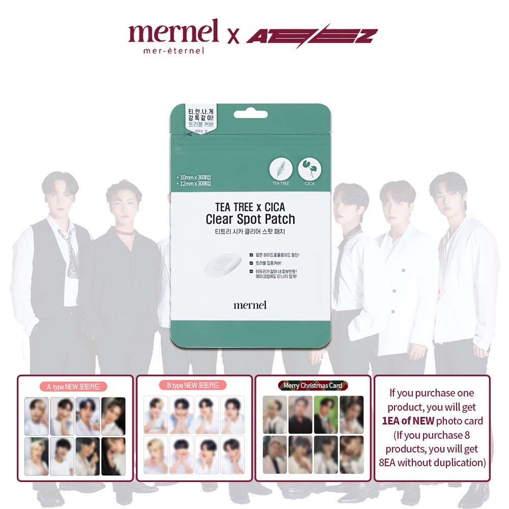 Ateez x mernel TEA TREE X CICA CLEAR SPOT PATCH