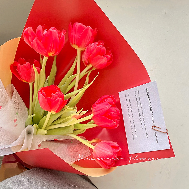 Giấy lót gói hoa ❤️họa tiết cành tulip❤️ 60*60 cm