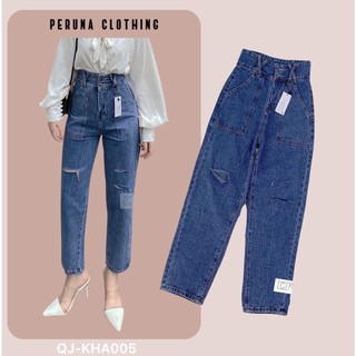Quần Baggy Jean Nữ Hack Dáng KHA-005| Quần Jean Cạp Cao | Vải Jean Wash Xịn