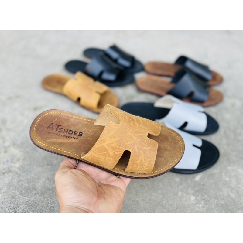 Dép Da Nam Cao Cấp Dép Nam Chữ H Da Bò Đế Caosu Cao Cấp HADA