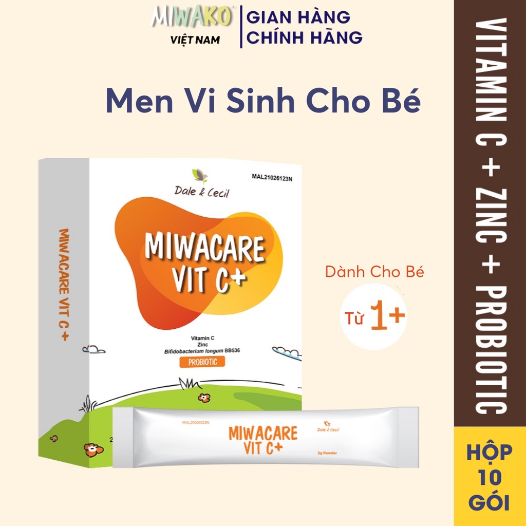  Vitamin C Cho Bé Miwacare Vit C Nhập Khẩu Malaysia Hộp 10 Gói Vị Cam - Miwako Official Store