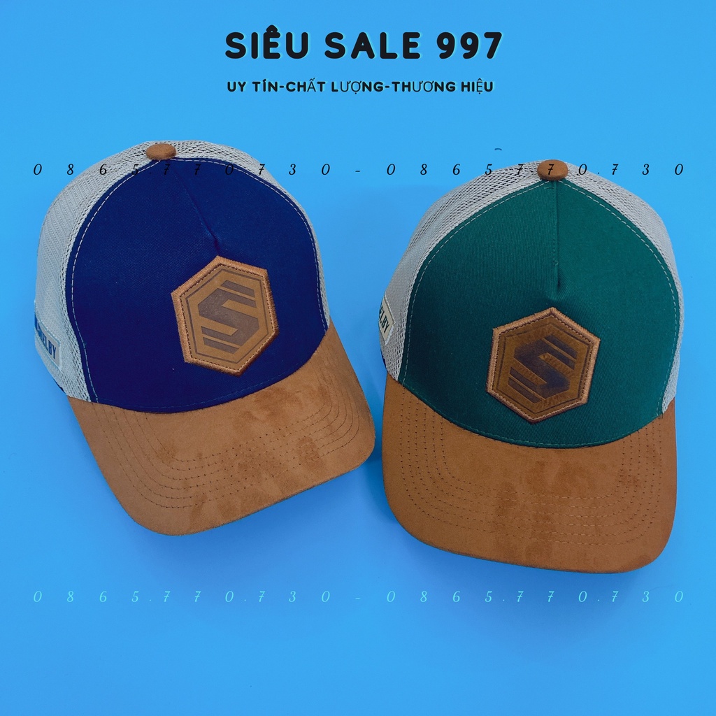 (SIÊU PHẨM) MŨ LƯỠI TRAI THÊU LOGO S CHẤT DA LỘN PHỐI LƯỚI CAO CẤP MẪU MỚI FULL TEM MÁC