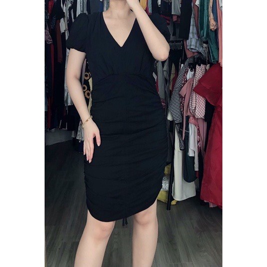 Đầm body rút dây co giãn vnxk , đầm body xuất khẩu