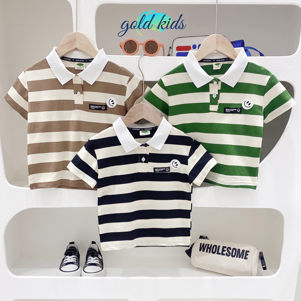 Áo Polo Bé Trai Cộc Tay Goldkids312 Áo Thun Phông Bé Trai Phong Cách Hàn