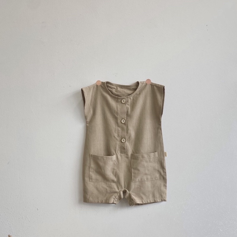 Bodysuit Cho Bé Dáng Lửng Tay Vát Chất Vải Thô Đũi Hàn Mềm Mát