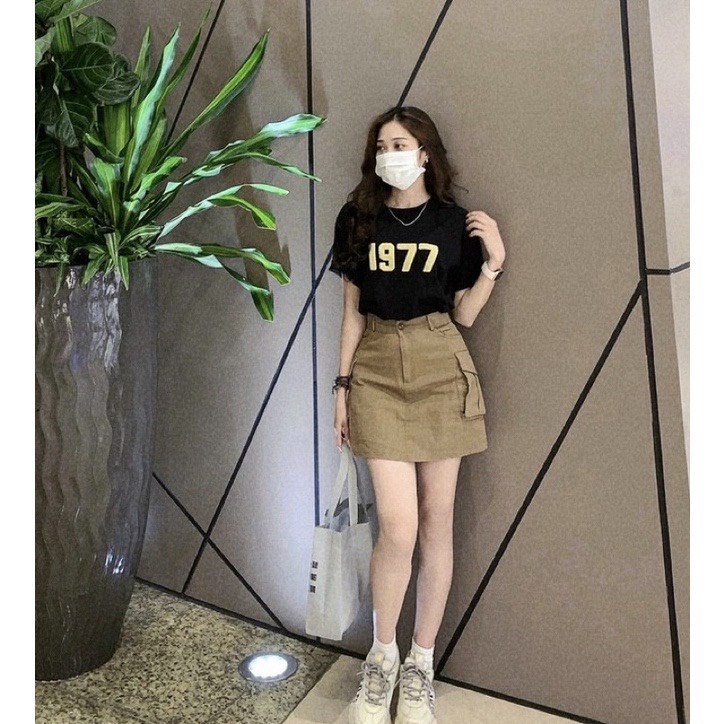 Chân Váy KaKi Chữ A Túi Hộp Phong Cách Hàn Quốc Có Quần Trong Lên From Xinh.