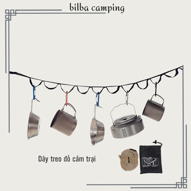 Dây treo đồ treo quần áo đa năng 5m chống gió trượt dùng đi du lịch cắm trại dã ngoại - Billba camping