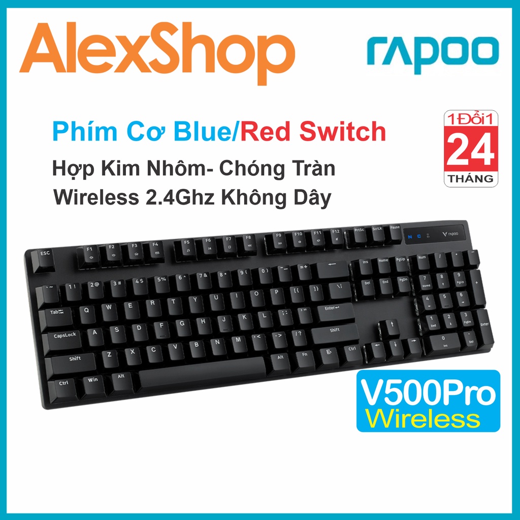 Rapoo V500SE Bàn Phím Cơ Rainbow Gaming Blue Switch - Bh 2 Năm 1 Đổi 1