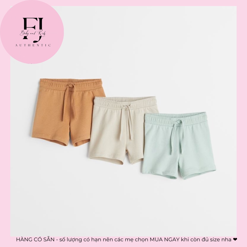 Quần đùi trẻ em chính hãng HM, quần bé trai quần đùi thun trơn, hàng hiệu cho bé