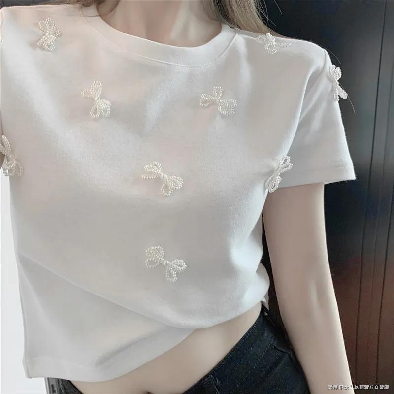 Áo Thun Ngắn Tay Thắt Nơ Phong Cách Hàn Quốc Thời Trang Xuân Hè Mới Cho Nữ