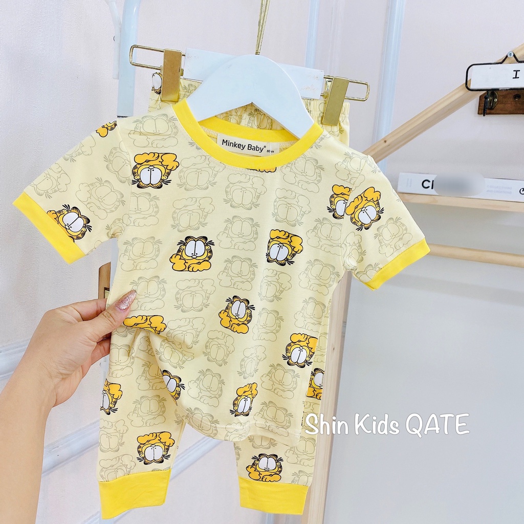 Full Size  Bộ Áo Ngắn Quần Dài Thun Lạnh Minkey BaBy In Hình Đôremon Siêu Xinh Dành Cho Bé.