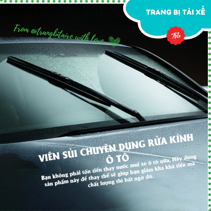 Viên sủi rửa kính ô tô làm nước rửa kính lái gạt mưa xe hơi hoặc lau cửa kính kính văn phòng siêu sạch siêu rẻ - VSRK