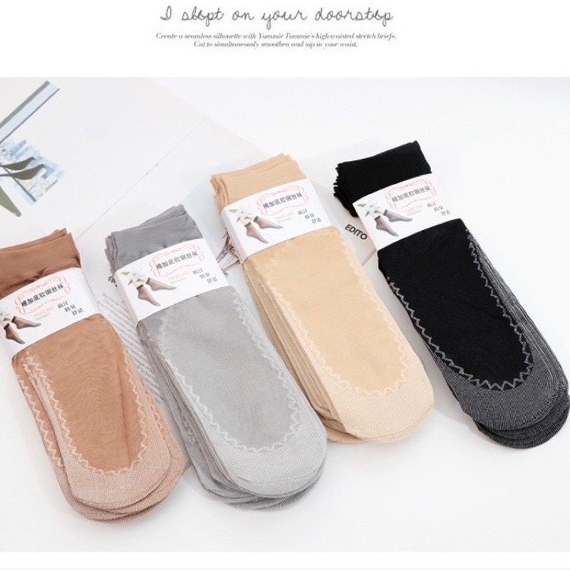Combo 5 đôi tất Lụa Satin Hàn Quốc co giãn thấm hút và chống trơn trượt nhiều màu