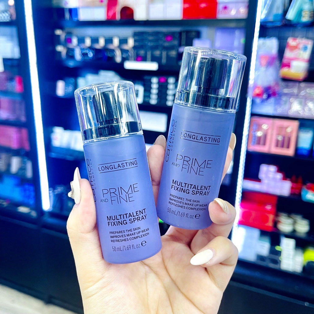 XỊT KHÓA NỀN CĂNG BÓNG DA CATRICE LONG LASTING PRIME AND FINE MULTITALENT FIXING SPRAY 50ML