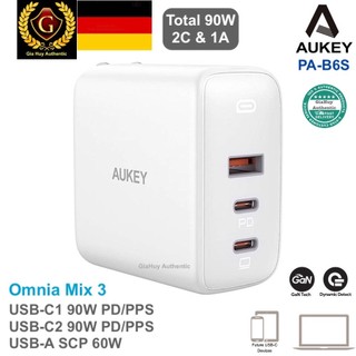 Củ sạc nhanh aukey pa-b6s omnia mix 3 gan 2c-1a 90w pd/pps 1.0
