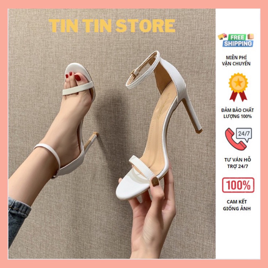 Giày cao gót bít gót 9p màu trắng trơn thiết kế đơn giản dễ phối đồ
