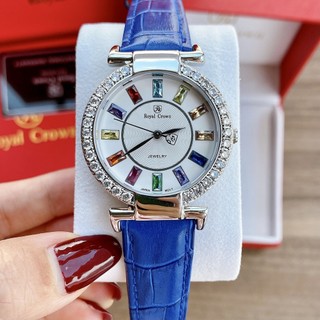 Đồng Hồ Nữ Chính Hãng Royal Crown 4604 Da Xanh Đậm