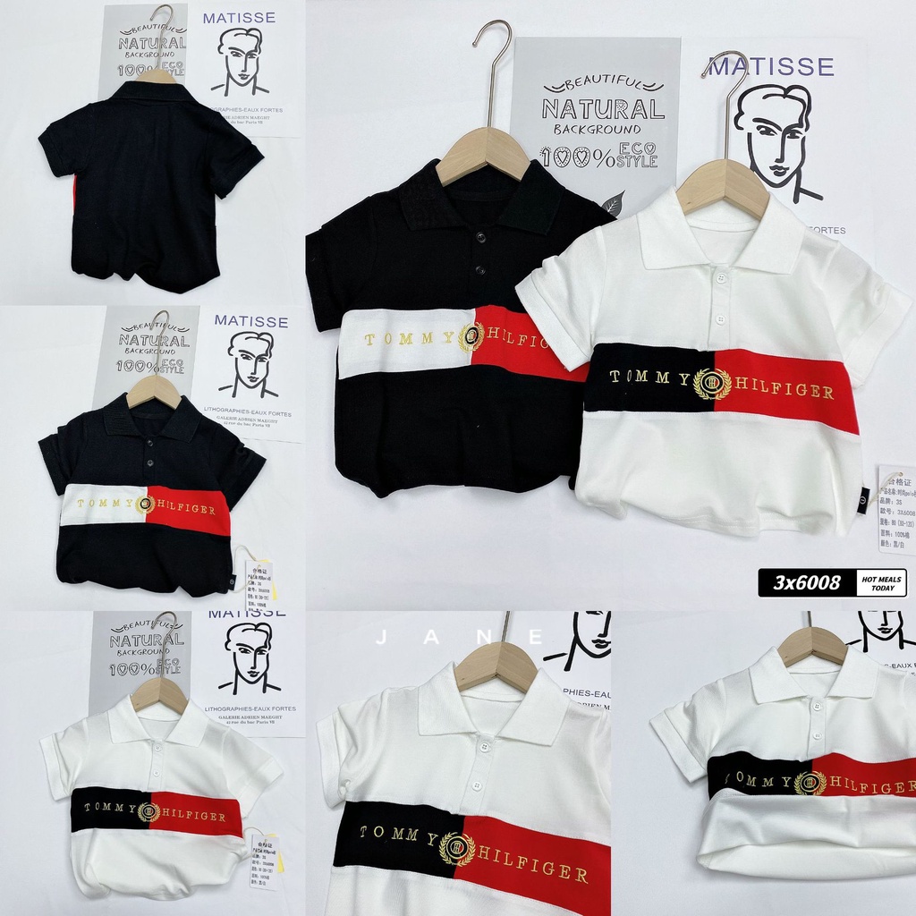 Áo cộc tay cho bé trai Áo polo họa tiết thêu nổi hàng QCCC  cho bé từ 10-25kg