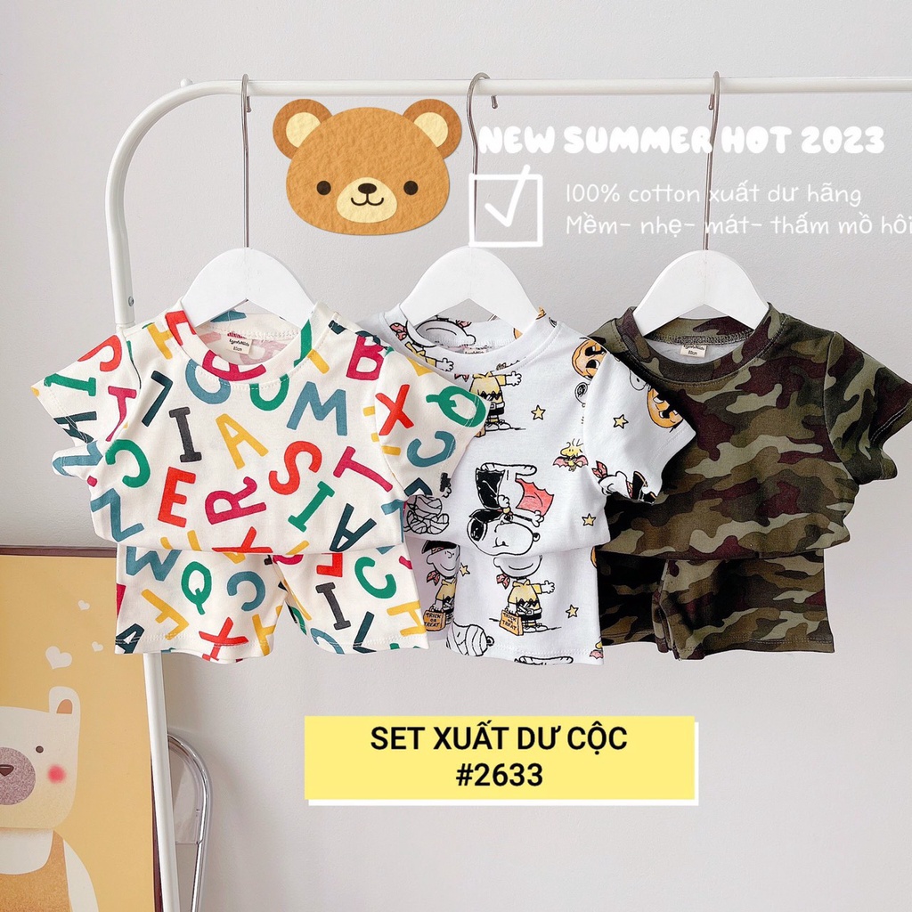(set 3 bộ) quần áo bé trai , quần áo bé gái , đồ bộ mùa hè cho bé 1-5 tuổi co giãn thấm mồ hôi